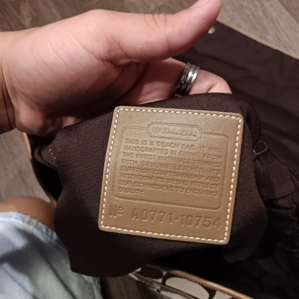 Y2k Coach Signature Legacy Color Block Khaki Gold Leather Large Crossbody